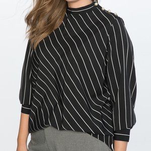 Eloquii Black and White Stripe Blouse